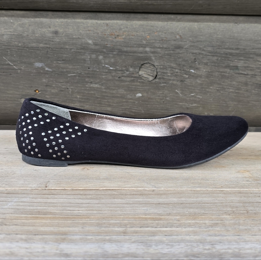 Bongo Camille Y2K Dark Glam Revival Rhinestone Studded Ballet Flats 9M
